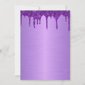 Metallischer lila Glitzer Einladung zum Geburtstag (Rückseite)