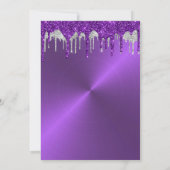 Metallischer lila Glitzer Einladung zum Geburtstag (Rückseite)