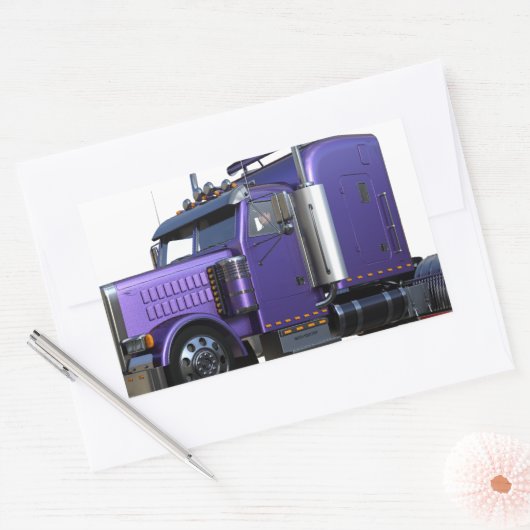 Metallischer Lila Sattelschlepper Rechteckiger Aufkleber (Umschlag)