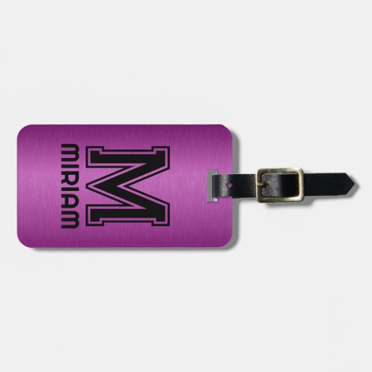 Metallischer Maroon Red Texture Custom Black Text Gepäckanhänger (Vorderseite horizontal)