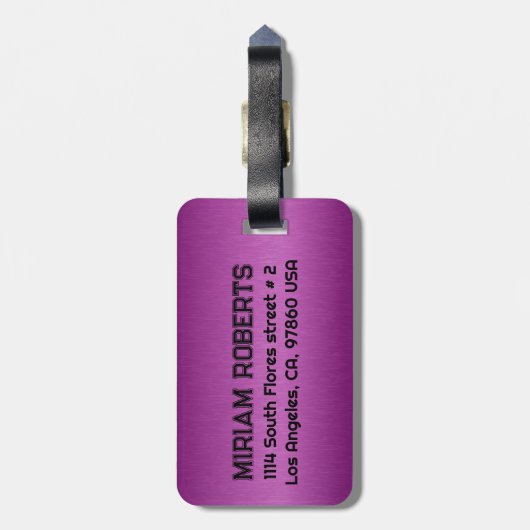 Metallischer Maroon Red Texture Custom Black Text Gepäckanhänger (Rückseite vertikal)