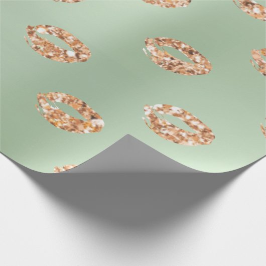 Metallischer Minze Green Tiffany 3D Rose Gold Kupf Geschenkpapier (Ecke)