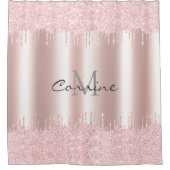 Metallischer monogramm-Blush-Pink-Dbl-Dripping-Gli Duschvorhang (Vorderseite)