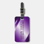 Metallischer, monogrammatischer, Lila gebürsteter  Gepäckanhänger (Vorderseite vertikal)