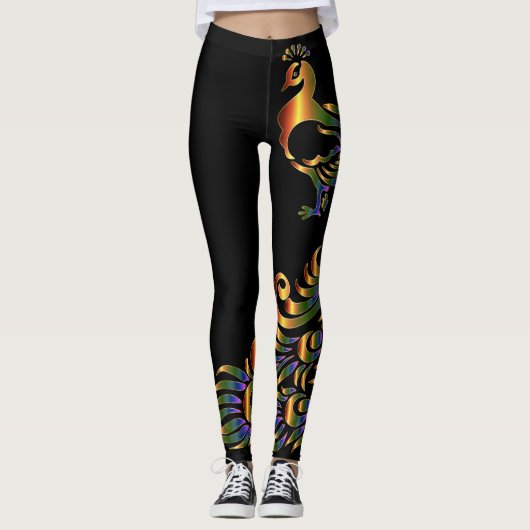 Metallischer Pfau Leggings (Vorderseite)