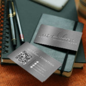 Metallischer Pinsel aus Stahl Silver Script Qr Cod Visitenkarte