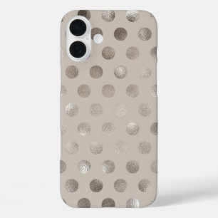 Metallischer Pünktchen Champagner Handyhülle iPhone 16 Plus Hülle