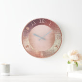 Metallischer rosa Rose Gold Blush Zeitgenössischer Große Wanduhr (Zuhause)