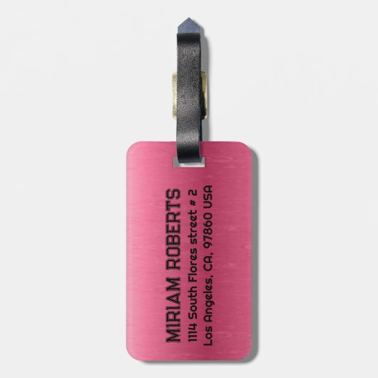 Metallischer rosa Textur Benutzerdefinierter schwa Gepäckanhänger (Rückseite vertikal)