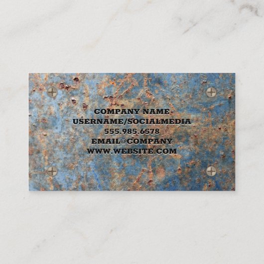 Metallischer rosteter Hintergrund | Industrieschra Visitenkarte (Rückseite)
