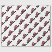 Metallischer Rot-halb Traktor Traler LKW Geschenkpapier (Flach)