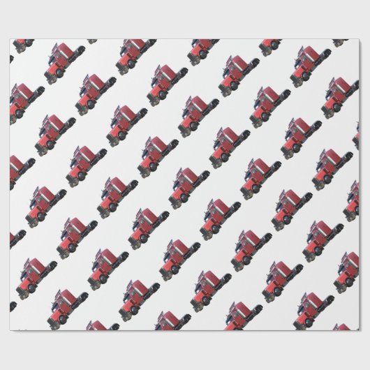 Metallischer Rot-halb Traktor Traler LKW Geschenkpapier (Flach)