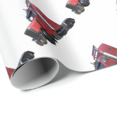 Metallischer Rot-halb Traktor Traler LKW Geschenkpapier (Rolleneckpunkt)