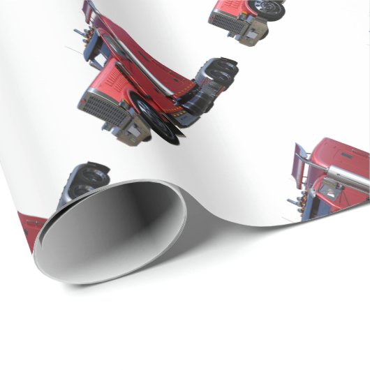 Metallischer Rot-halb Traktor Traler LKW Geschenkpapier (Rolleneckpunkt)