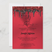 Metallischer roter Glitzer Einladung zum Geburtsta (Vorderseite)