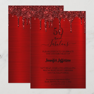 Metallischer roter Glitzer Einladung zum Geburtsta