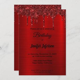 Metallischer roter Glitzer Einladung zum Geburtsta