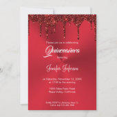 Metallischer roter Glitzer Quinceanera Einladung (Vorderseite)