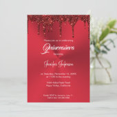 Metallischer roter Glitzer Quinceanera Einladung (Stehend Vorderseite)
