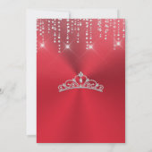 Metallischer roter Glitzer Quinceanera Einladung (Rückseite)