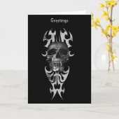 Metallischer Schädel auf Stammesmusterkarte Karte (Gelbe Blume)