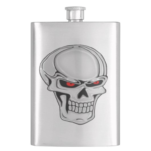 Metallischer Schädel Flachmann (Vorderseite)