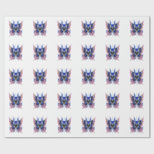 Metallischer Schmetterling Blau Rosa Flügel – Goth Geschenkpapier