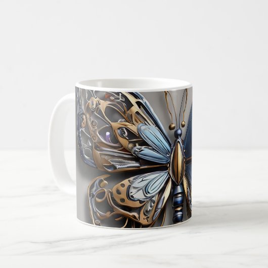 Metallischer Schmetterling Kaffeetasse (Vorderseite Links)