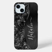 Metallischer Schwarzer Glitzer Personalisiert