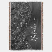 Metallischer Schwarzer Glitzer Personalisiert Decke (Vorderseite Vertikal)