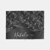 Metallischer Schwarzer Glitzer Personalisiert Fleecedecke (Vorderseite (Horizontal))