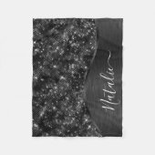 Metallischer Schwarzer Glitzer Personalisiert Fleecedecke (Vorderseite)