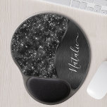 Metallischer Schwarzer Glitzer Personalisiert Gel Mousepad<br><div class="desc">Dieses schwarz gebürstete Metall und glamouröse Imitate Glitzer gemustert Gel Maus-Pad mit Ihrem eigenen individuelle Name leicht personalisieren.</div>