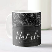 Metallischer Schwarzer Glitzer Personalisiert Kaffeetasse