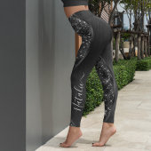 Metallischer Schwarzer Glitzer Personalisiert Leggings