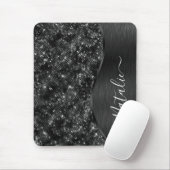 Metallischer Schwarzer Glitzer Personalisiert Mousepad (Mit Mouse)