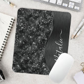 Metallischer Schwarzer Glitzer Personalisiert Mousepad