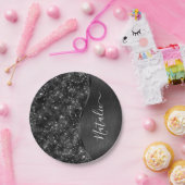 Metallischer Schwarzer Glitzer Personalisiert Pappteller (Party)