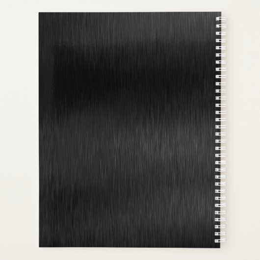 Metallischer Schwarzer Glitzer Personalisiert Planer (Rückseite)