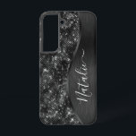 Metallischer Schwarzer Glitzer Personalisiert Samsung Galaxy Hülle<br><div class="desc">Dieses schwarz gebürstete Metall und glamouröse Imitate Glitzer gemustert Handy Gehäuse mit Ihrem eigenen individuelle Name leicht personalisieren.</div>