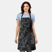 Metallischer Schwarzer Glitzer Personalisiert Schürze (Getragen)
