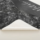 Metallischer Schwarzer Glitzer Personalisiert Sherpadecke (3/4)