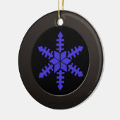 Metallischer Schwarzer Kreis und Blaue Schneeflock Keramikornament (Links)