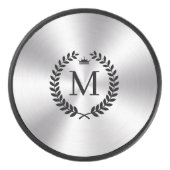 Metallischer schwarzer Laurel-Wreath aus Edelstahl Eishockey Puck (Vorderseite)