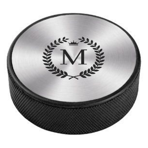 Metallischer schwarzer Laurel-Wreath aus Edelstahl Eishockey Puck
