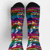 Metallischer Sequins Glitzer Abstrakt Pixel Muster Socken (Oben)