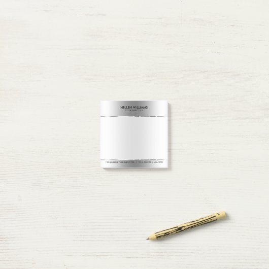 Metallischer Shiny Sliver-Gray Hintergrund Post-it Klebezettel (Auf Schreibtisch)