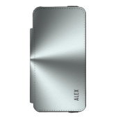 Metallischer Silber-Gray-Stahllook Incipio iPhone Geldbeutel-Hülle (Folio Vorderseite)