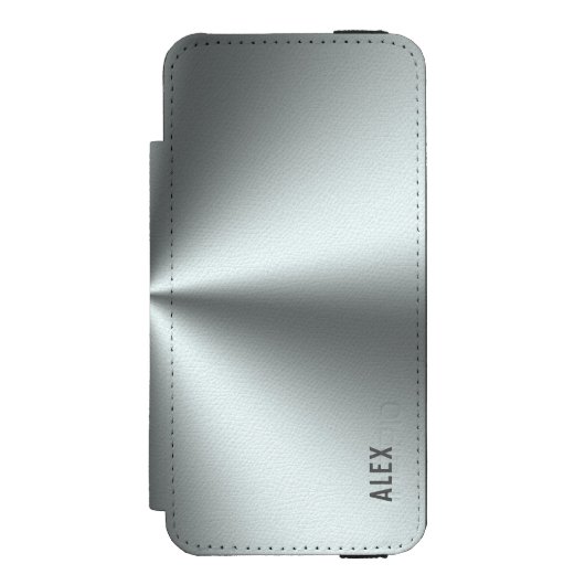 Metallischer Silber-Gray-Stahllook Incipio iPhone Geldbeutel-Hülle (Folio Vorderseite)