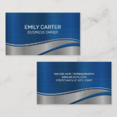 Metallischer Silberblauer Hintergrund Visitenkarte (Vorne/Hinten)